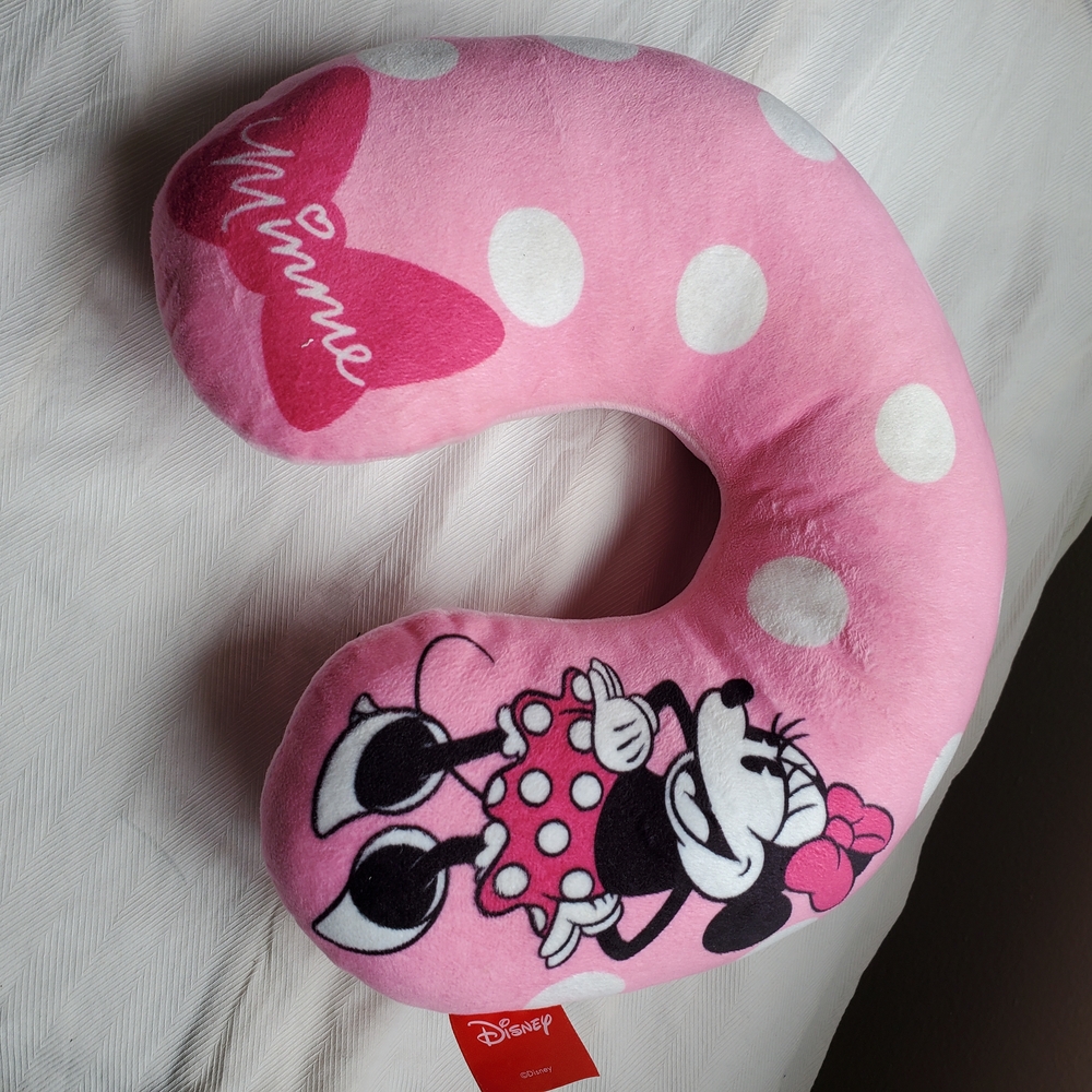 Disney Minnie Mouse Pink and White Travel Pillow